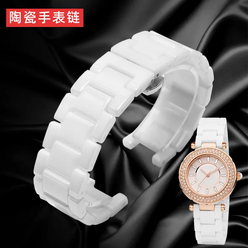 Suitable for Omega GC Gucci MK Men's and Women's Ceramic Watches with Furri Black and White Notched Watch Chain Accessories