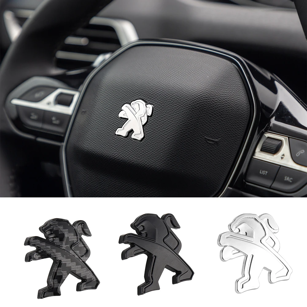 Car Steering Wheel Sticker Badge 3D Lion Car Logo Decoration Car Accessories For Peugeot 2008 3008 5008 206 208 308 Valve Cap