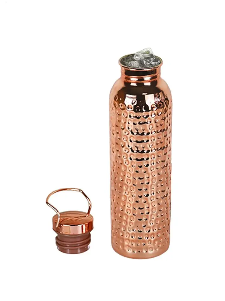 800ml 304 Stainless Steel Electroplated Copper Water Bottle​ ​Insulated Drinkware​ ​Hammer Pattern Bottle​ for Camping Hiking