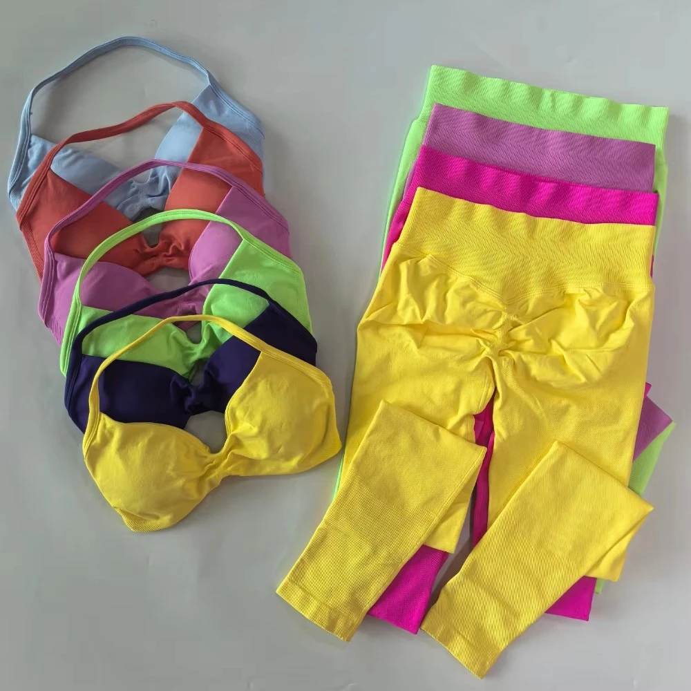 المرأة سلس عالية تمتد Strappy الرسن الجنس الرياضة الصدرية مجموعة تي شيرتات قصيرة للأطفال تنفس الصالة الرياضية تجريب اليوغا ملابس نشطة تأثير الزي