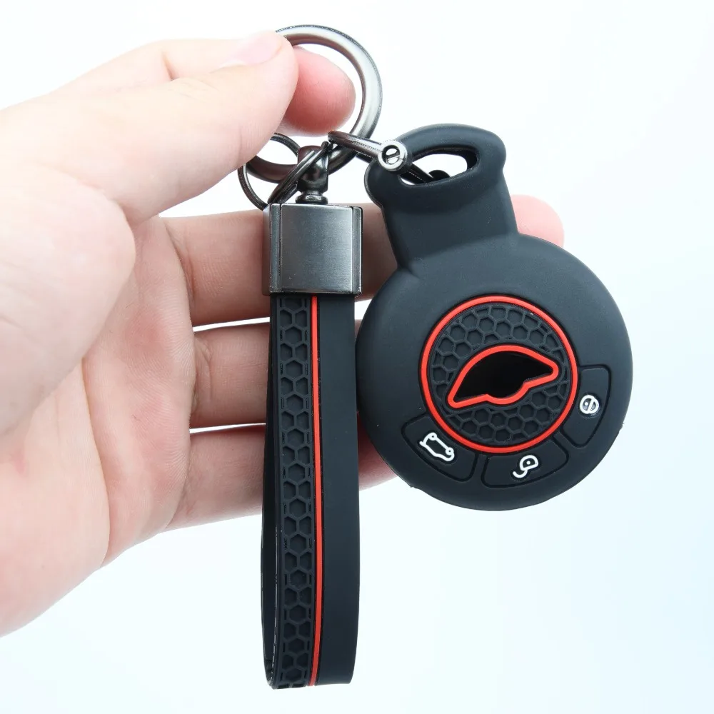 Silicone Car Key Fob Cover For BMW Mini Cooper Clubman Countryman Paceman Roadster R56 R57 CAS3 with buckle strap