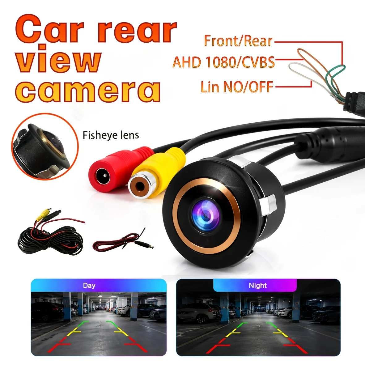 18.5Mm Drill Hole Embedded Car Backup Camera Fisheye Wide Angle Lens Clear Image Vehicle Rear View Reverse Parking Assist Camera