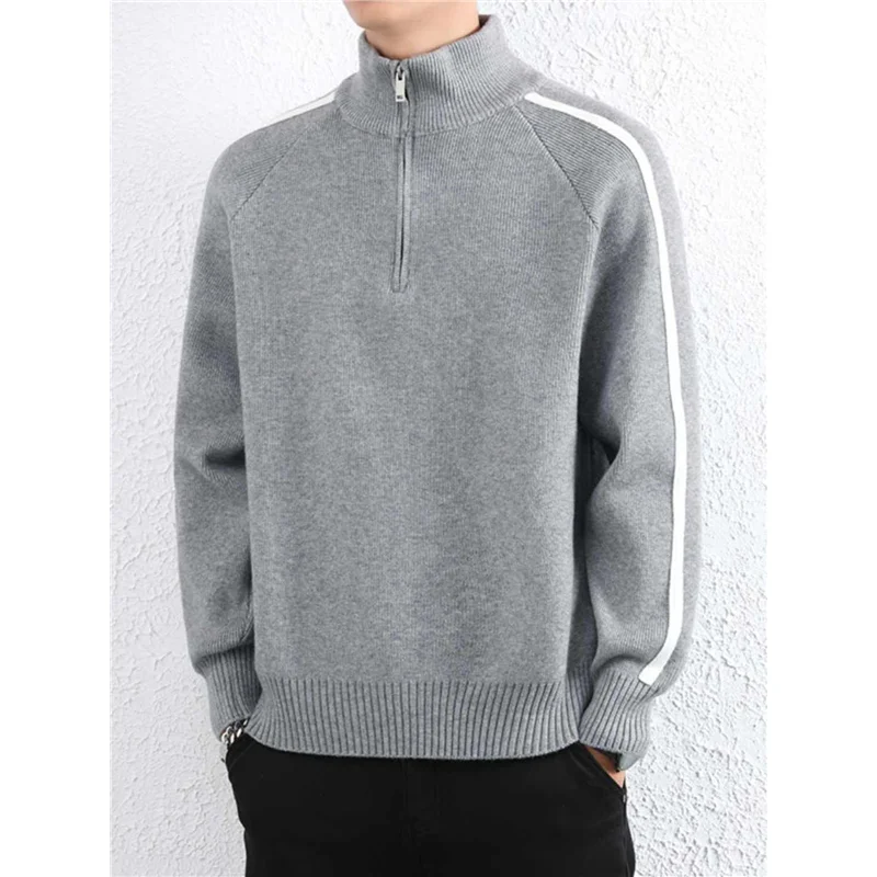 

Men's Thiened Warm Zipper Knitted Sweater Stand Collar Spor Autumn Winter Outerwear Comfortable Soft Easy to Wear Deformed