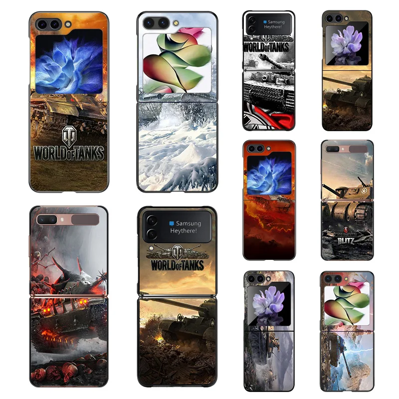 Phone Case for Samsung ZFlip6 5G Z-Flip5 World Of Tanks Warships Galaxy Z Flip4 Flip3 Flip 6 5 4 3 Shell Black Cases Cover