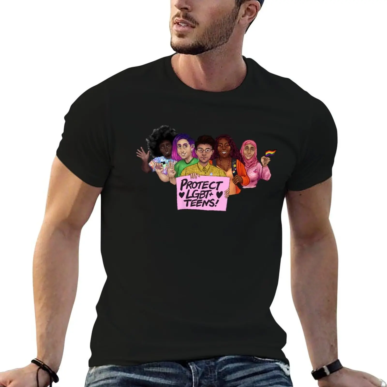 Protect LGBT+ Teens T-Shirt Relaxed Casual Short Sleeve Tee