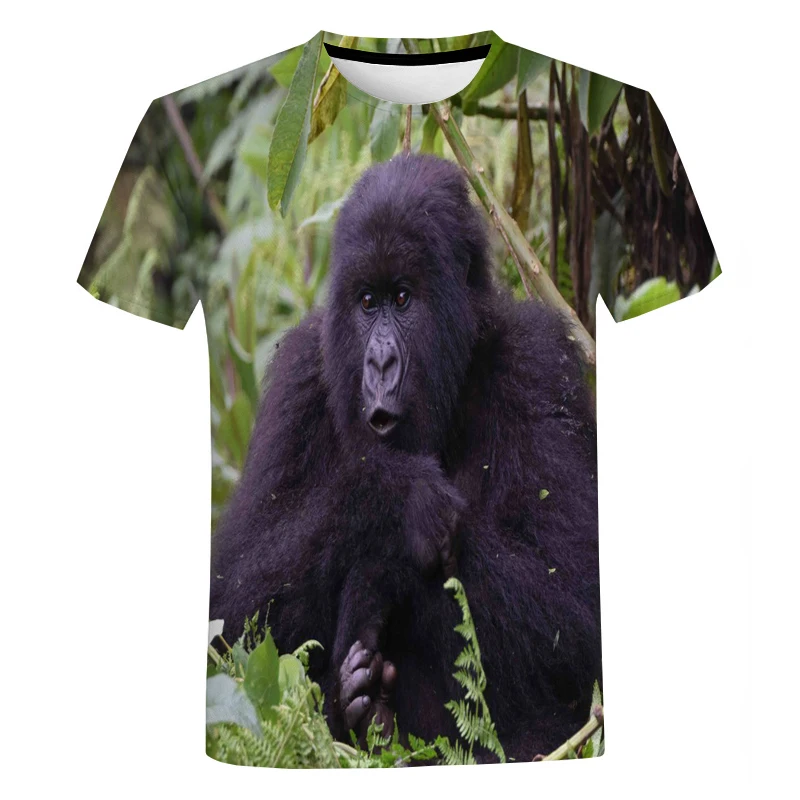 Summer Male And Female Animal Orangutan Pattern 3d Printed O Collar Short Sleeve T-Shirt Funny And Interesting Plus Size Top