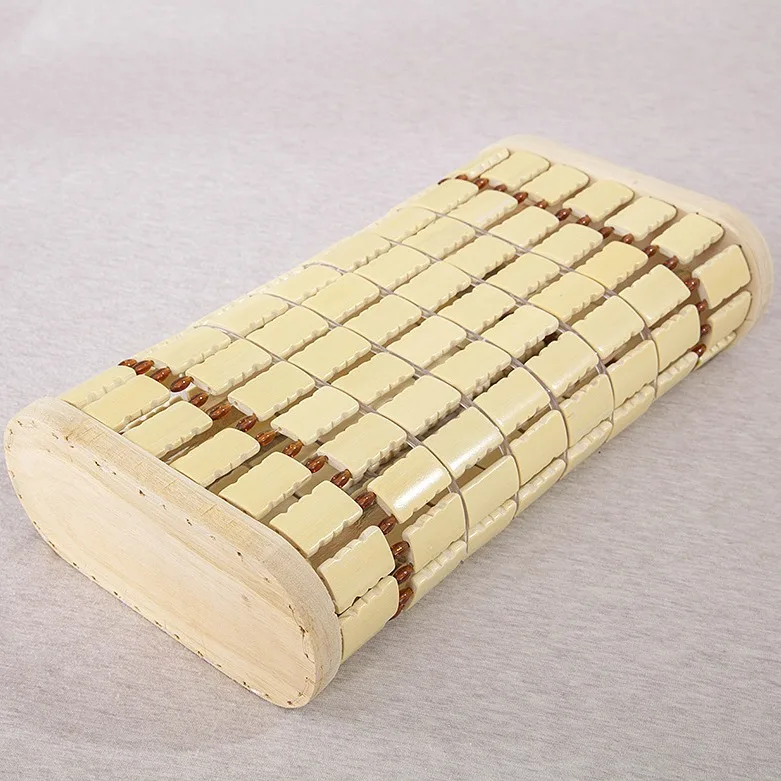 Atmungsaktives Nackenschutzkissen aus massivem Holz mit Bambusmaserung, rechteckig, kühles Nickerchen, Sommer-Hohldesign für den Haushaltsgebrauch von Studenten