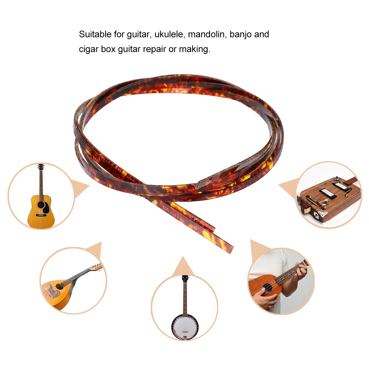 

2 Pcs Curve Guitar Trim (brown) Plastic Strips Seashells Abalone Extra Large