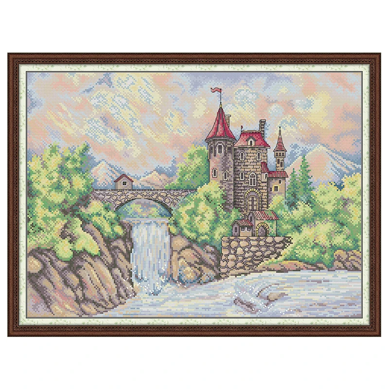 

Forest Castle Patterns Counted Cross Stitch Set DIY 11CT 14CT 16CT HD Stamped DMC Cross-stitch Kit Embroidery Needlework Crafts
