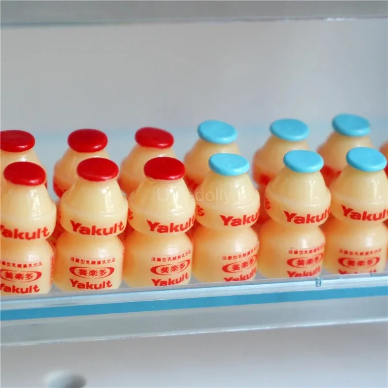 1/12 Scale Miniature Dollhouse A row of Lactic Acid Beverage Drink Bottle Accessories Toy