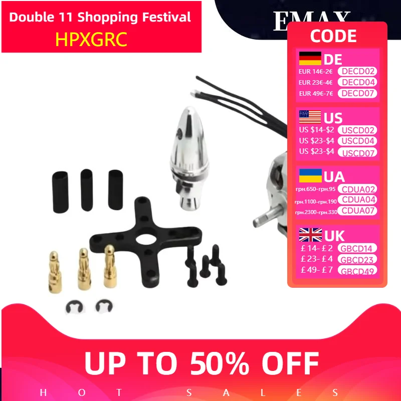 EMAX XA2212 2212 820KV/980KV/1400KV 2-3S Brushless Motor for RC Multirotor Airplane Fixed-Wing APC 8040 8060 9060 1047 1147