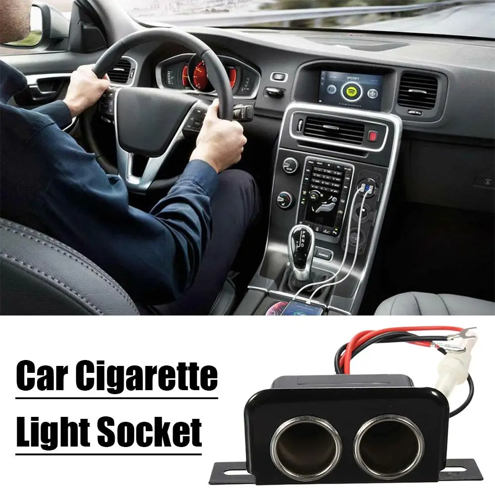 

Car Cigarette Lighter Socket 2-Way 12V/10A Power Outlet Dual Plug Adapter for Truck Boat RV Motorcycle Universal Mount K9N1