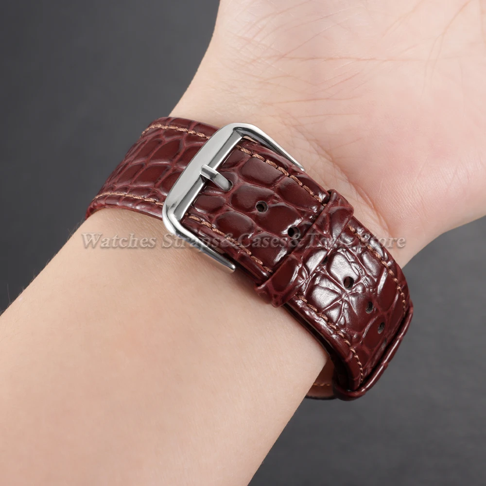 Echtes Leder-Uhrenarmband, weiches, schlankes Armband mit Dornschließe und Lychee-Muster, 10/12/13/14/16/18/19/20/21/22 mm, Armband mit Krokodilmuster – Detail 13