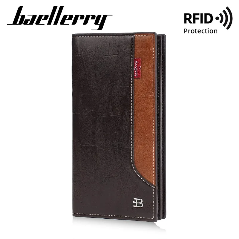 Baellerry Men's Business Wallet RFID Protection Slim Soft Leather PU Zipper Multiple Card Organizer Anti-Theft Wallets for Men
