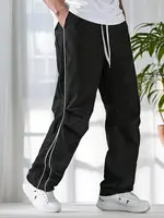 Men's Regular Plain Sports Straight Pants with Drawstrings and Elastic Waistband, Reflective Webbing Design, Suitable for Daily Leisure, Street Basketball, Fitness, Multi-Scenario Matchinging, Suitable for All Seasons 5