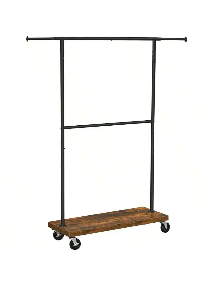 

VASAGLE Clothes Rack, Clothing Rack With Wheels, 43.3-66.9 Inch Extendable Bar, Height-Adjustable Garment Rack, 332 Lb Load,