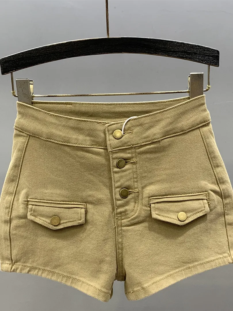 White Butt Enhancing Denim Shorts Women's Summer New Style Long Leg Lengthening Commute Versatile Hot Girl Bodycon Shorts