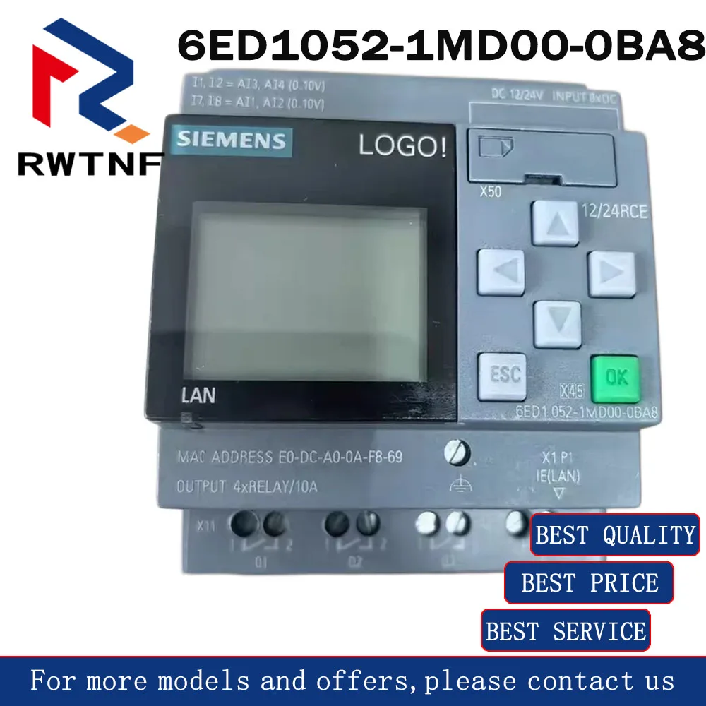 Controlador Lógico Programável (PLC) SIEMENS 6ED1052-1MD00-0BA8, Módulo FSB 400V, 100% original, novo em estoque.