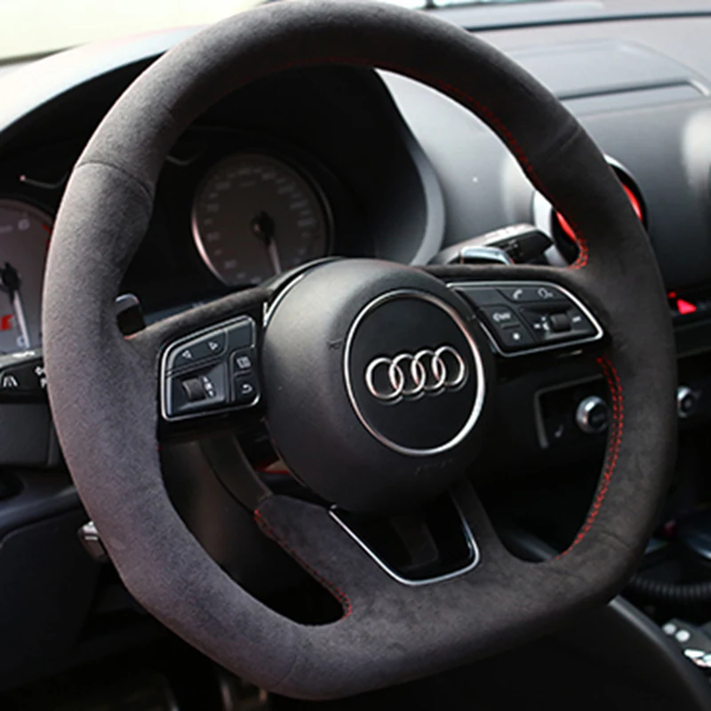 Braid Car Steering Wheel Cover For Audi A3 A4 A5 A6 A7 S3 S7 S8 R8 Q2 Q3 Q5 Q7 Q8 SQ5 TT RS3 RS6 Steering Wrap Car Accessories