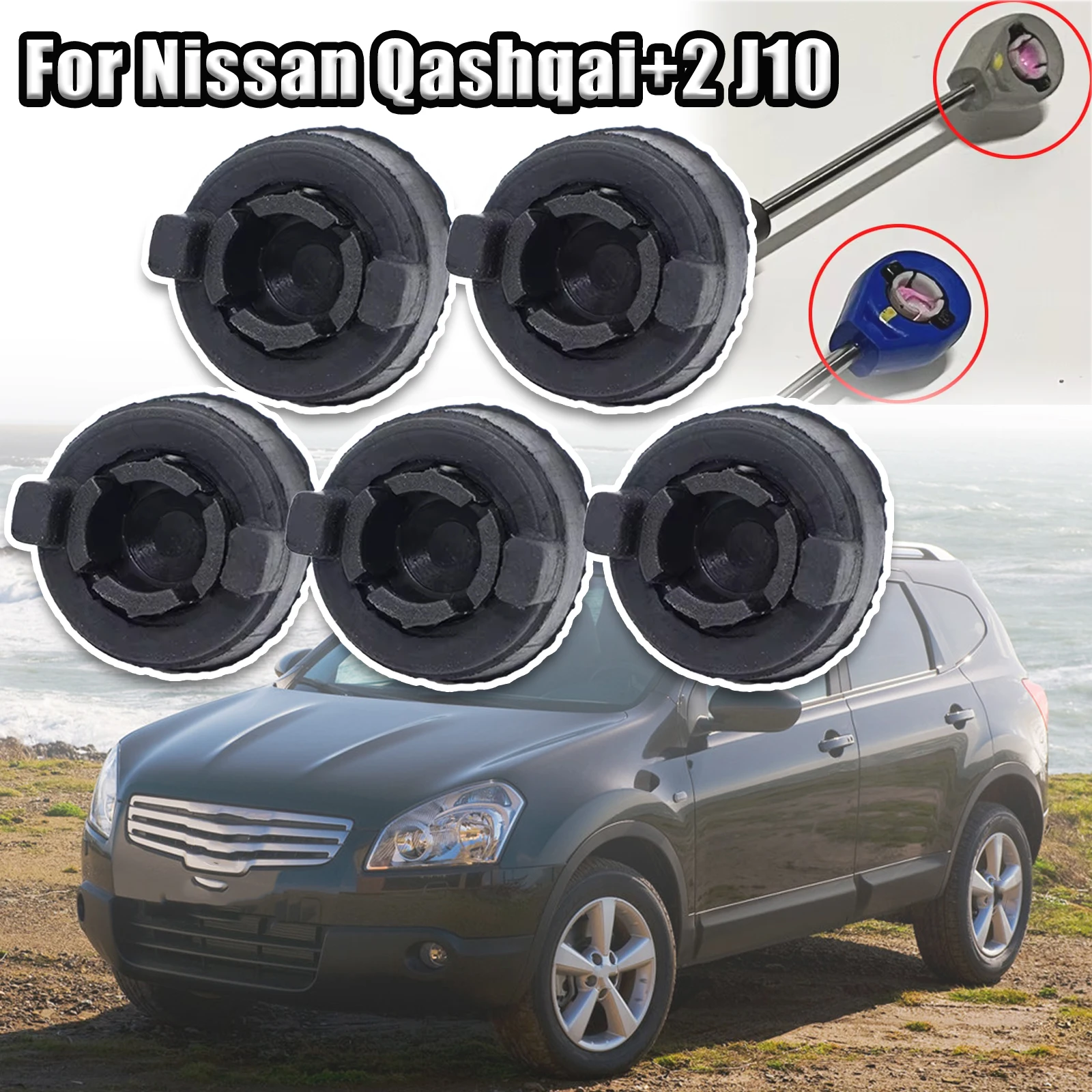 5X For Nissan Qashqai+2 J10 Pivot Bushing Kit Gear Shift Lever Control Cable Linkage End Grommet Clips 2006 2007 2008 2009 2010