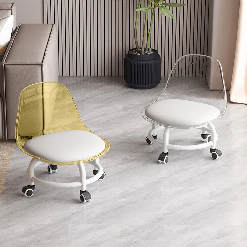 

Acrylic small stool silent with universal wheel children's toddler stool Internet celebrity chair pulley low seam floor stool