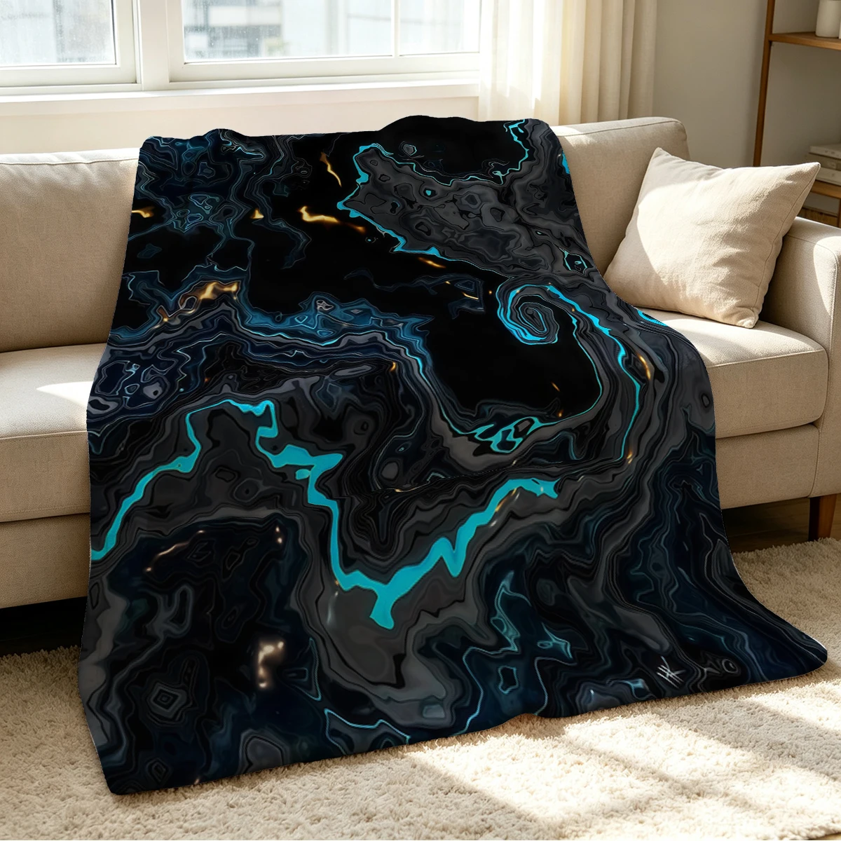 Neon Flow Blanket Soft Cozy Throw for Sofa Bed Festive Holiday Decor Gift for Kids and Adults,Lightweight and Warm