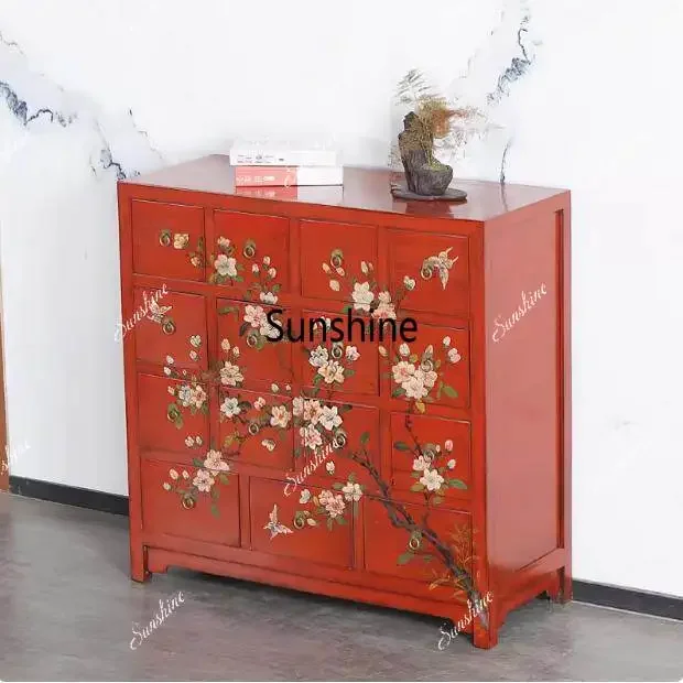 Old antique living room decorative storage medicine cabinet solid wood entrance bed and breakfast furniture