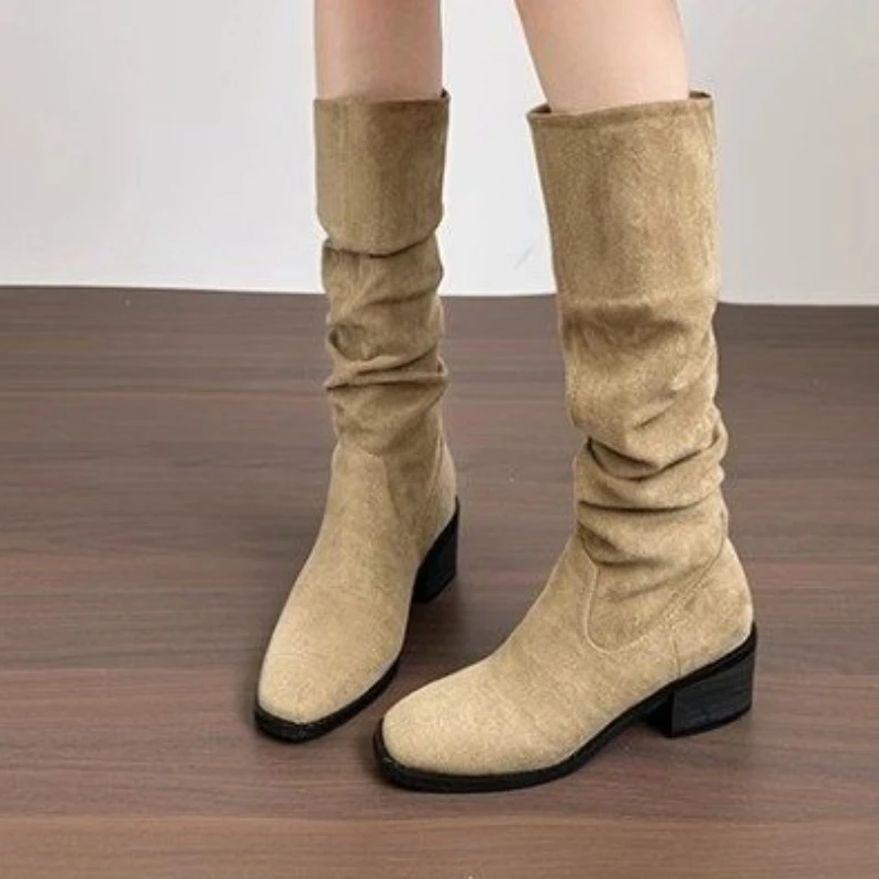 

Женские высокие сапоги, брендовая обувь на каблуке, дизайнерская зимняя тенденция 2025, новая мода, женские туфли-лодочки до колена в стиле ретро в стиле ретро, Zapatillas Mujer