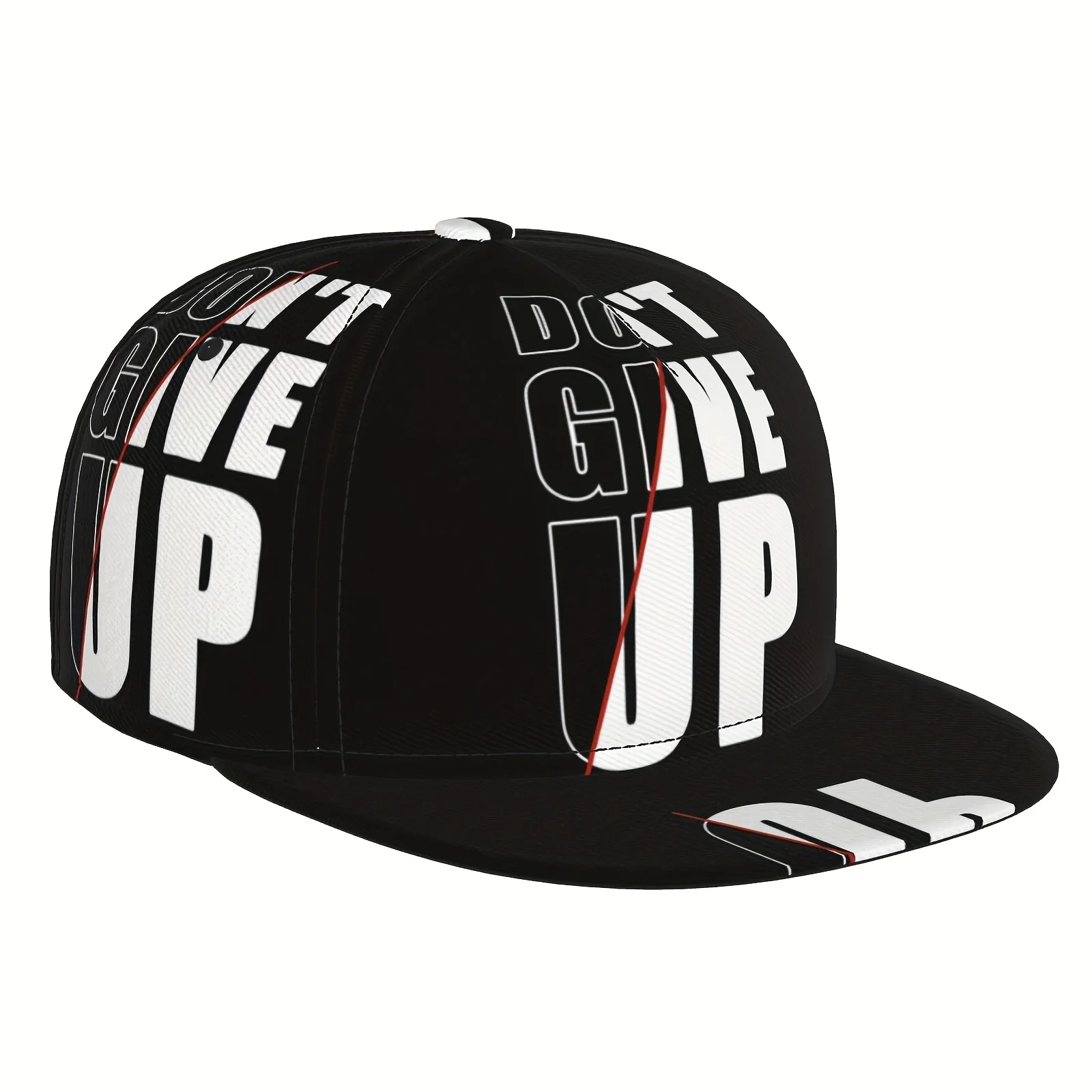 

Unisex Adjustable Snapback Baseball Cap with "Don't Give Up" Motivational Lettering - Lightweight 100% Polyester Flat Brim Hat