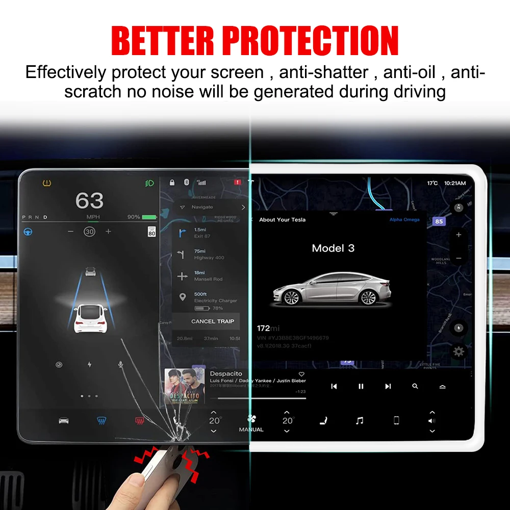 Car Navigation Player Covers For Tesla Model 3 Y Screen Protector Silicone Radio Audio Frame Guards Auto Accessories Interior