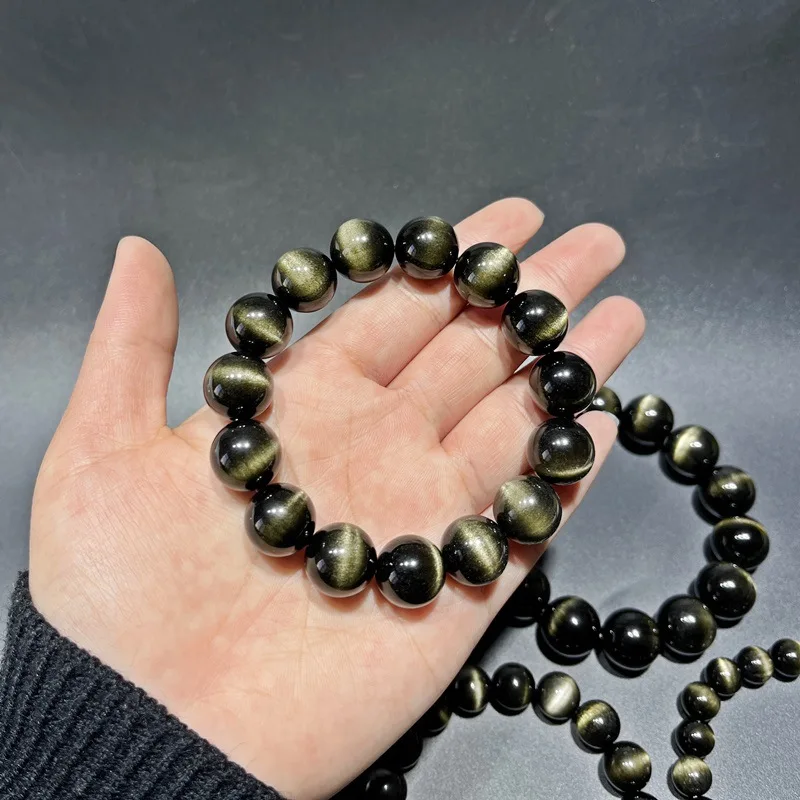 Natural Obsidian Bracelet Cat Eye 8-16mm Men's and Women's Bracelets