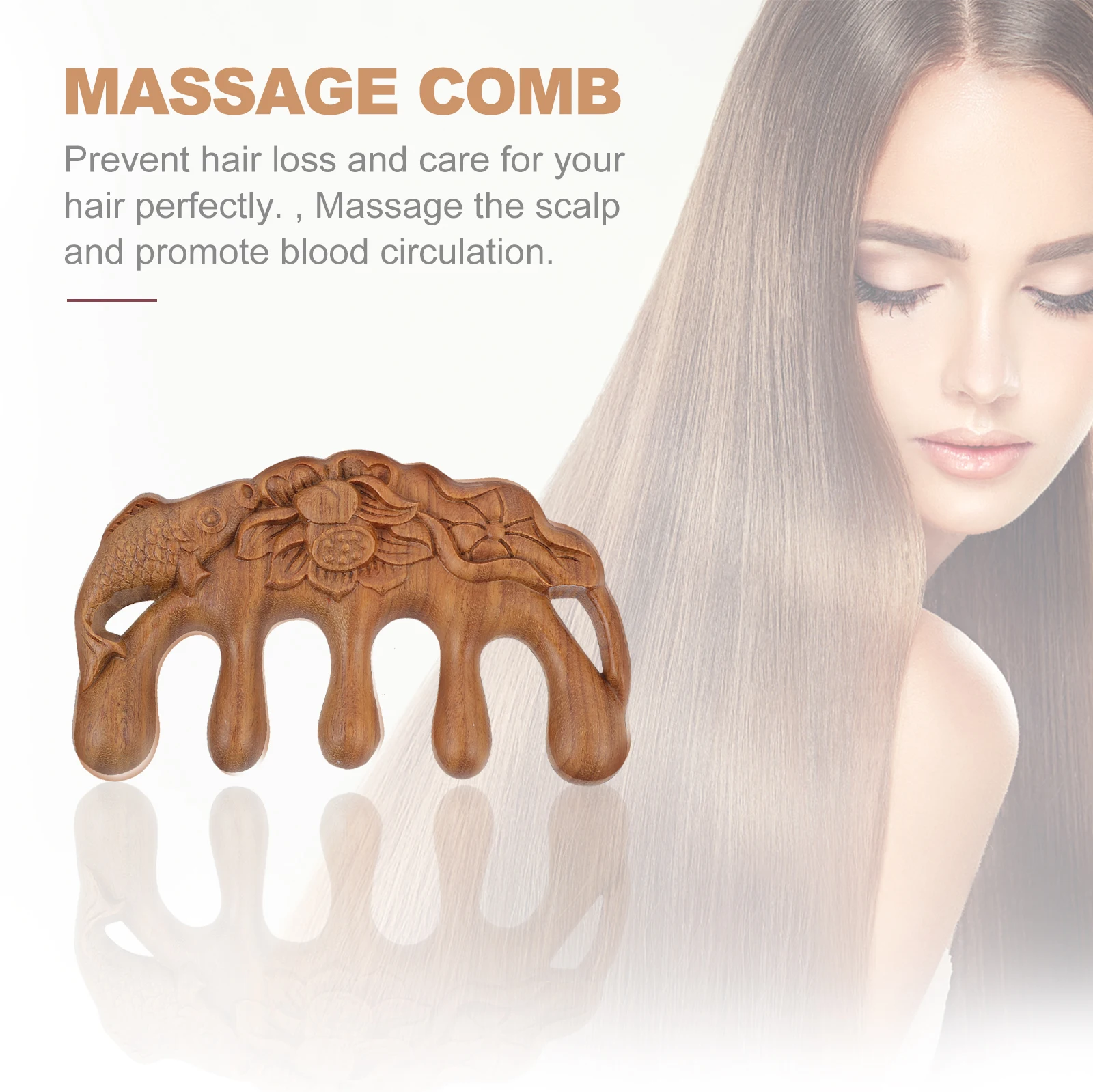 

1pc Meridian Comb Massager Wood Wide Tooth Verawood Massage Hairdressing Tool Smooth Long Verawood Comb Thick Hair