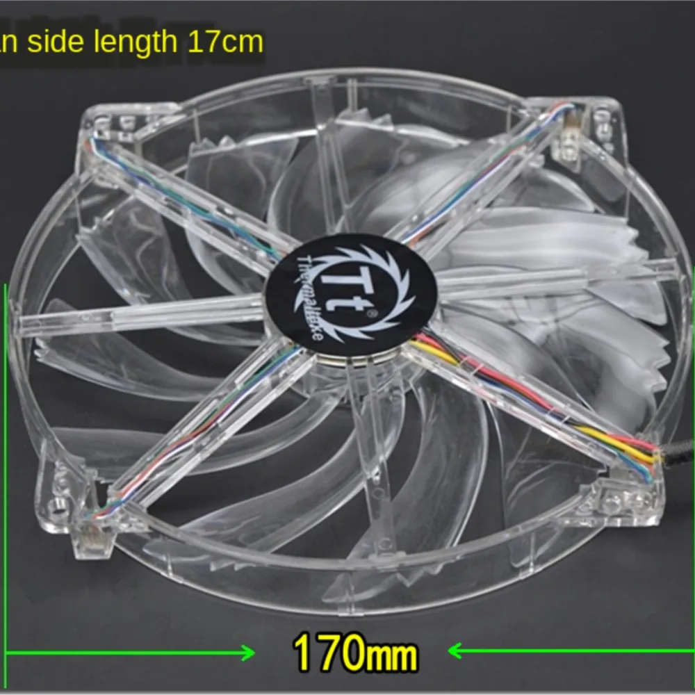 For TT 17cm 170mm Chassis Fan Ultra-Quiet Computer Cooling Ventilating Fan 17020 Led Blue Light Fan 170x170x20mm