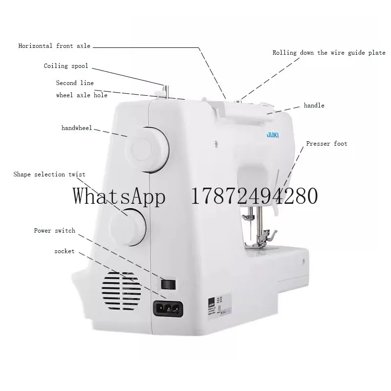ماكينة خياطة شديدة التحمل بقدرة 60 وات، 8 غرز مدمجة، إطار معدني، نيل مزدوج، أدوات منزلية متعددة الوظائف