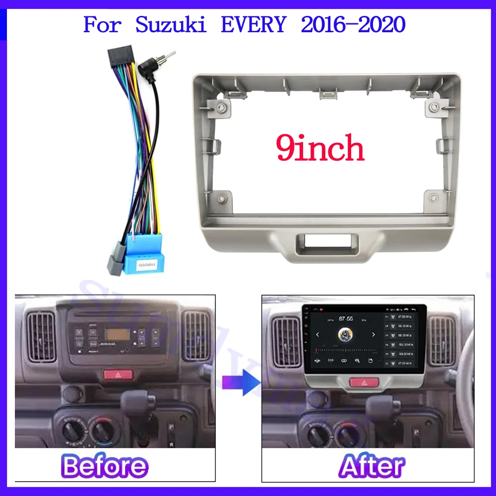9inch Android Car radio Frame Fascia Adapter Audio Dash Fitting Panel Kit For SUZUKI EVERY 2016-2020 car fascias cable