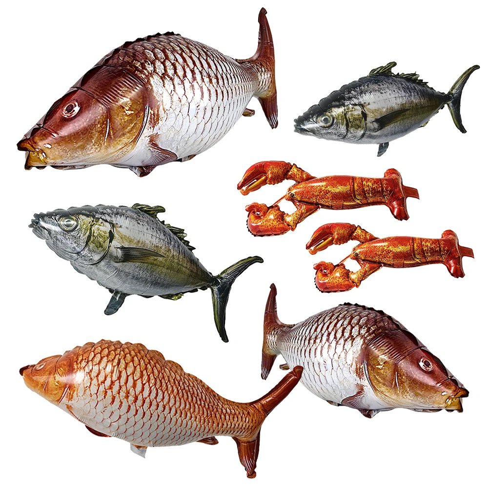 1/5 pièces grande taille carpe poisson thon écrevisses ballon décorations marines pêche thème fête enfants fête d'anniversaire fournitures carpe jouets