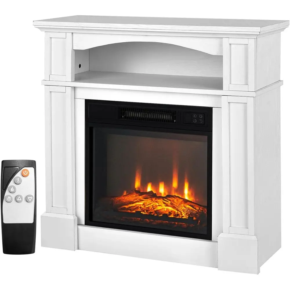 

Electric Fireplace with Mantel, 1400W Adjustable Freestanding Heater with Remote Control, Thermostat Design, 6H Timer, 3D Flame