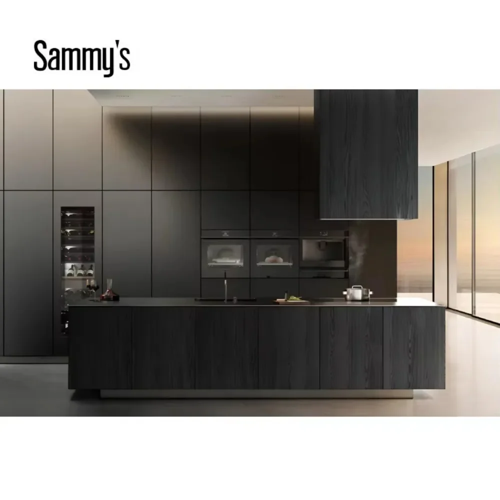 Juego de Cocina Moderno de Lujo Personalizado, Gabinetes de Cocina sin Marco con Acabado en Madera MDF Resistente a la Humedad, Proveedor al por Mayor