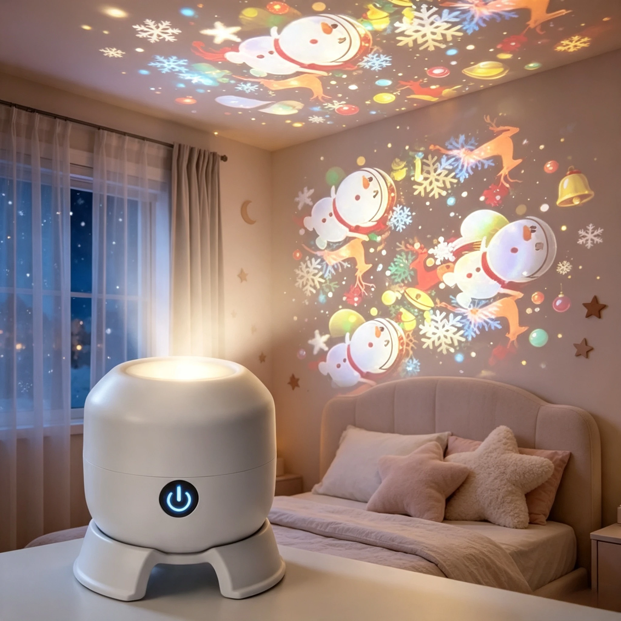 1-4pcs High Definition Dynamic Starry Sky Rotating Projector Night Light Christmas Snowflake Ocean for Bedroom Home Decor Gift