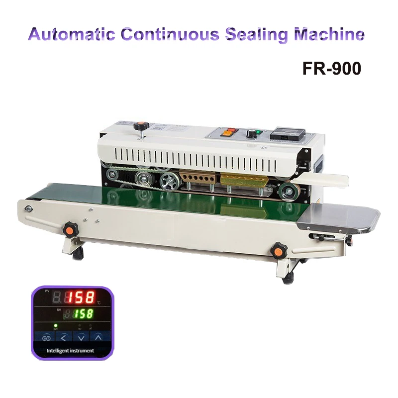 Automatic Continuous Sealing Machine Pouch Film Impulse Sealer Heat Plastic Auto Successive Bag Sealing Machine FR900
