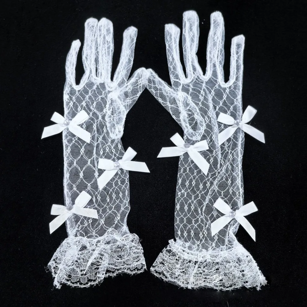 

New Mesh Children Mittens Lace Bow Stage Performance Gloves Photography Prop Clothing Accessories