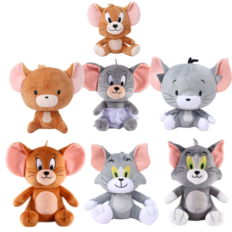 Muñeco de Peluche Clásico de Anime Tom y Jerry, Figuras Originales de la Película de Dibujos Animados, Gato y Ratón, Lindos Animales de Peluche, Juguete de 13cm-30cm, CE