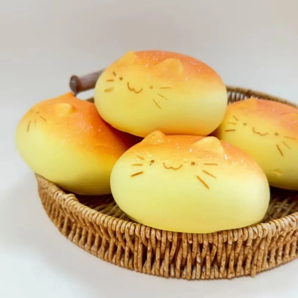 Children Cat Shape Bread Fidgets Hand Relax Slow Rising Kitty Bread Squeeze Pinch Cartoon Slow Rebound Adults
