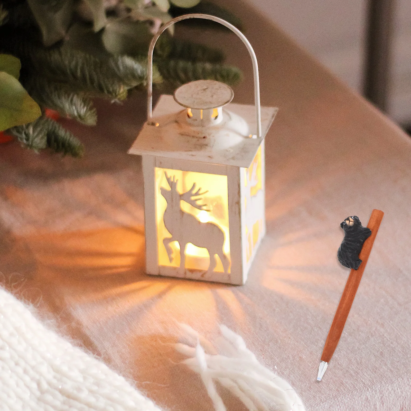 

Cartoon Black Bear Wood Ballpoint Pen Climbing Bear Design for Students School Writing Smooth Wooden Pen Creative Wood