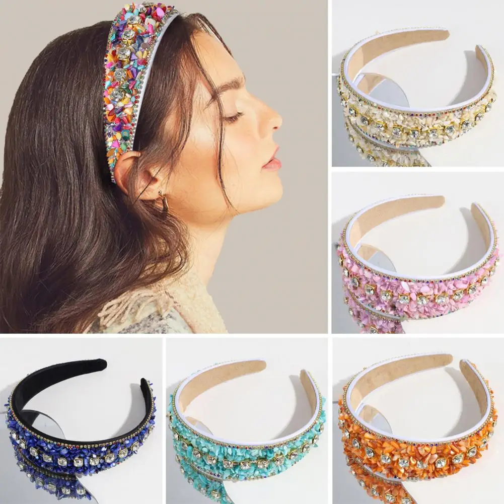 

Women Hairband Multi Shapes Stones Candy Color Party Hair Hoop Rich Colors Lightweight Lady Hair Hoop Hair Accessories