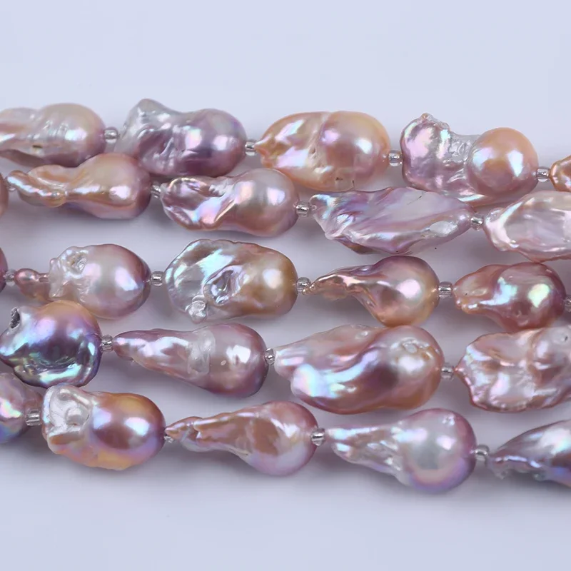 14-16mm Natural Purple Big Size Fireball Shape Baroque Cultured Freshwater Pearl 18cm short strands For Jewelry Making