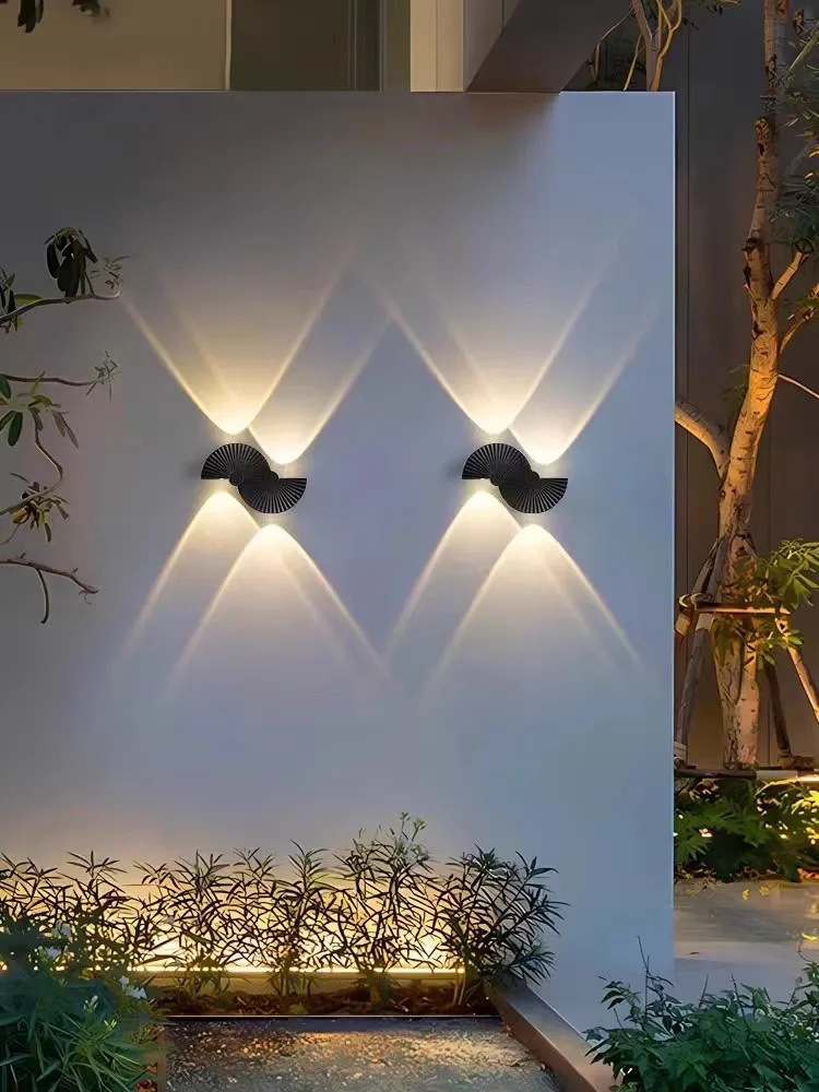 2Pcs 4W COB LED Outdoor Wall Sconce Lamp Up/Down Lighting Waterproof  IP65 Yard Fan Shape Light Fixture Garden Villa Cottage