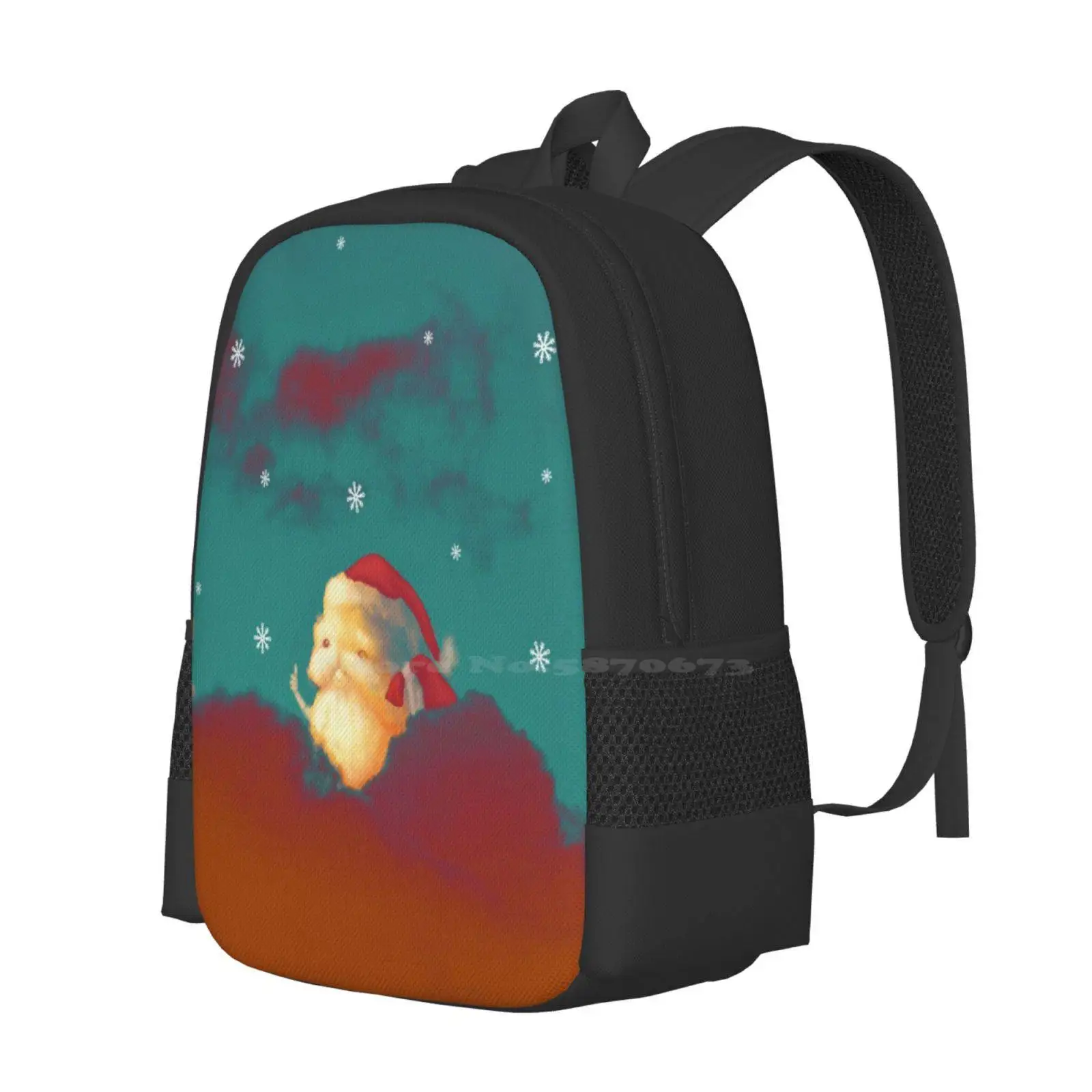 Santa Clouds Bag Backpack For Men Women Girls Teenage Clouds Cute Sky Christmas Holiday Santa Claus Snow