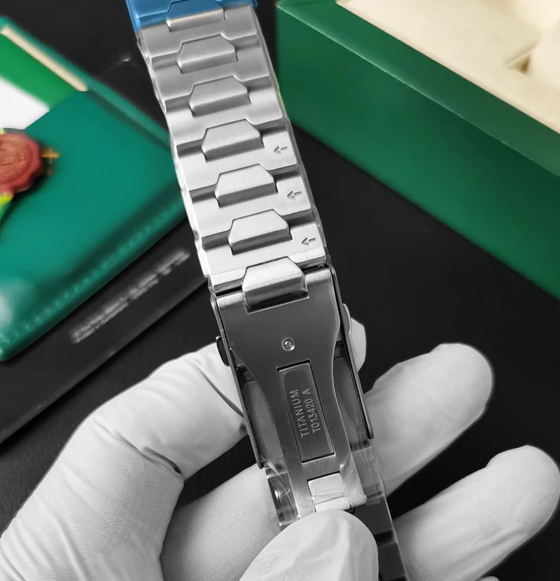 FUYIJIA 남성 맞춤형 T-iss-ot T013 T091 오리지널 시계 밴드, 21mm 곡선 인터페이스 티타늄 합금 스트랩, 접이식 버클 팔찌