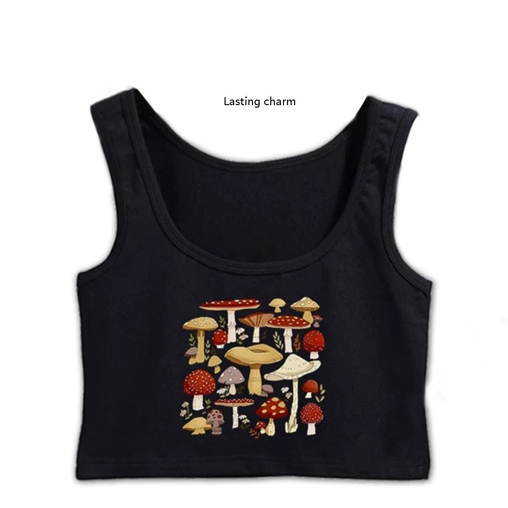 Cottagecore Aesthetic Goblincore Mycology Shrooms Crop Top New Style Girl's Natural Designs tops